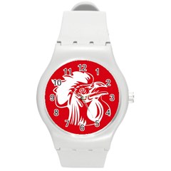 Cock Logo Emblem Symbol France Round Plastic Sport Watch (m) by Simbadda