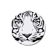 Tiger Pattern Animal Design Flat Rubber Coaster (round)  by Simbadda