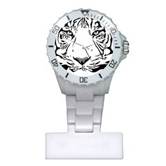 Tiger Pattern Animal Design Flat Plastic Nurses Watch