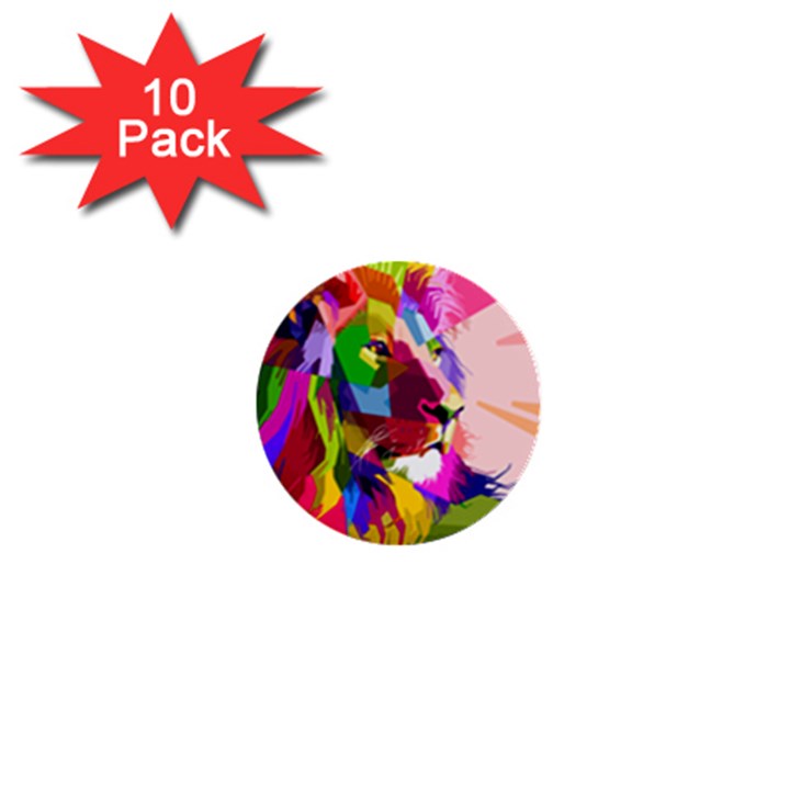 Animal Colorful Decoration Lion 1  Mini Buttons (10 pack) 