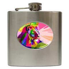 Animal Colorful Decoration Lion Hip Flask (6 Oz) by Simbadda