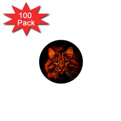 Cat Digiart Artistically Cute 1  Mini Magnets (100 Pack)  by Simbadda