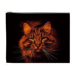 Cat Digiart Artistically Cute Cosmetic Bag (xl) by Simbadda