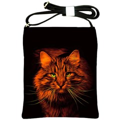 Cat Digiart Artistically Cute Shoulder Sling Bags by Simbadda