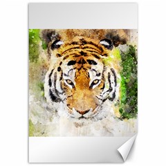 Tiger Watercolor Colorful Animal Canvas 12  X 18   by Simbadda