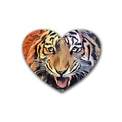 Tiger Animal Teeth Nature Design Heart Coaster (4 Pack)  by Simbadda