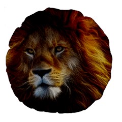 Fractalius Big Cat Animal Large 18  Premium Round Cushions by Simbadda