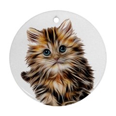 Kitten Mammal Animal Young Cat Round Ornament (two Sides)