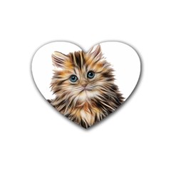 Kitten Mammal Animal Young Cat Heart Coaster (4 Pack)  by Simbadda
