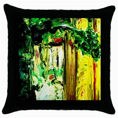 Old Tree And House With An Arch 4 Throw Pillow Case (black) by bestdesignintheworld