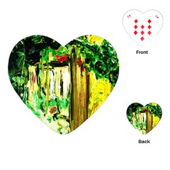 Old Tree And House With An Arch 4 Playing Cards (heart)  by bestdesignintheworld