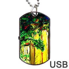 Old Tree And House With An Arch 2 Dog Tag Usb Flash (two Sides) by bestdesignintheworld