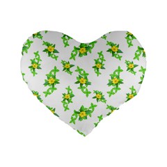 Airy Floral Pattern Standard 16  Premium Flano Heart Shape Cushions by dflcprints