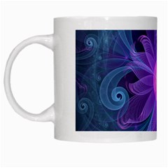 Blown Glass Flower Of An Electricblue Fractal Iris White Mugs by jayaprime