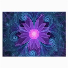 Blown Glass Flower Of An Electricblue Fractal Iris Large Glasses Cloth by jayaprime