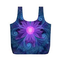 Blown Glass Flower Of An Electricblue Fractal Iris Full Print Recycle Bags (m)  by jayaprime