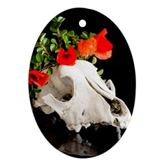 Animal Skull With A Wreath Of Wild Flower Ornament (oval)