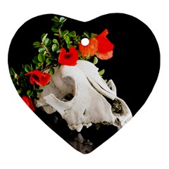 Animal Skull With A Wreath Of Wild Flower Heart Ornament (two Sides)