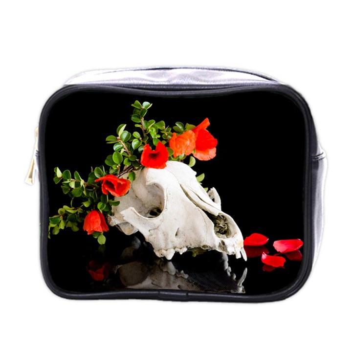 Animal skull with a wreath of wild flower Mini Toiletries Bags