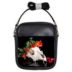 Animal Skull With A Wreath Of Wild Flower Girls Sling Bags by igorsin