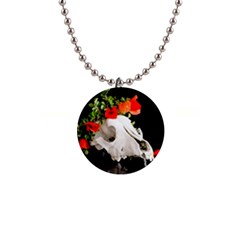 Animal Skull With A Wreath Of Wild Flower 1  Button Necklace by igorsin
