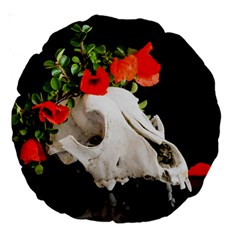 Animal Skull With A Wreath Of Wild Flower Large 18  Premium Round Cushion  by igorsin