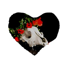 Animal Skull With A Wreath Of Wild Flower Standard 16  Premium Flano Heart Shape Cushion  by igorsin