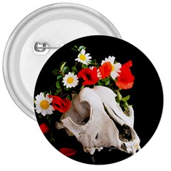 Animal Skull With A Wreath Of Wild Flower 3  Buttons by igorsin