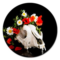 Animal Skull With A Wreath Of Wild Flower Magnet 5  (round) by igorsin