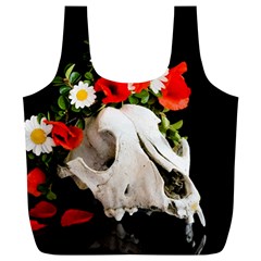 Animal Skull With A Wreath Of Wild Flower Full Print Recycle Bags (l)  by igorsin