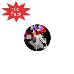 Animal Skull With A Wreath Of Wild Flower 1  Mini Magnets (100 Pack)  by igorsin