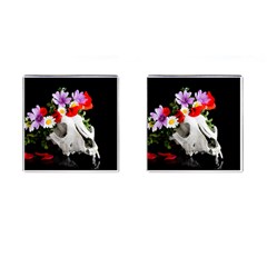 Animal Skull With A Wreath Of Wild Flower Cufflinks (square) by igorsin