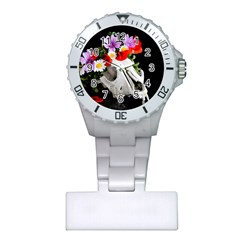 Animal Skull With A Wreath Of Wild Flower Plastic Nurses Watch by igorsin