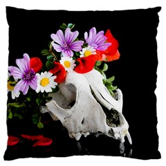 Animal Skull With A Wreath Of Wild Flower Standard Flano Cushion Case (two Sides)