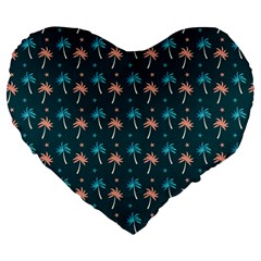 Summer Palms Pattern Large 19  Premium Heart Shape Cushions by TastefulDesigns