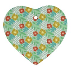 Vintage Floral Summer Pattern Ornament (heart) by TastefulDesigns