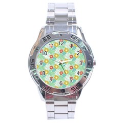 Vintage Floral Summer Pattern Stainless Steel Analogue Watch by TastefulDesigns