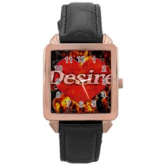 Desire Concept Background Illustration Rose Gold Leather Watch  by dflcprints