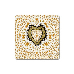 Hearts In A Field Of Fantasy Flowers In Bloom Square Magnet by pepitasart