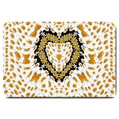 Hearts In A Field Of Fantasy Flowers In Bloom Large Doormat  by pepitasart