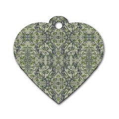 Modern Noveau Floral Collage Pattern Dog Tag Heart (two Sides)