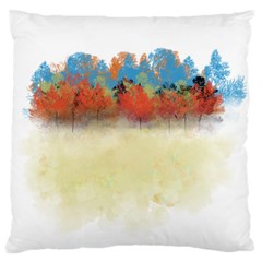 Colorful Tree Landscape In Orange And Blue Large Flano Cushion Case (one Side) by digitaldivadesigns