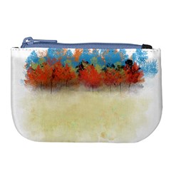 Colorful Tree Landscape In Orange And Blue Large Coin Purse by digitaldivadesigns