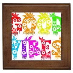 Good Vibes Rainbow Colors Funny Floral Typography Framed Tiles