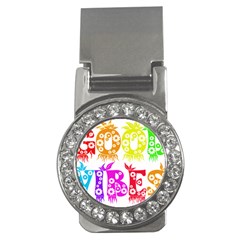 Good Vibes Rainbow Colors Funny Floral Typography Money Clips (cz) 