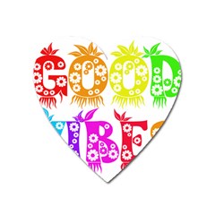 Good Vibes Rainbow Colors Funny Floral Typography Heart Magnet