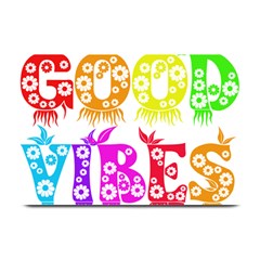 Good Vibes Rainbow Colors Funny Floral Typography Plate Mats
