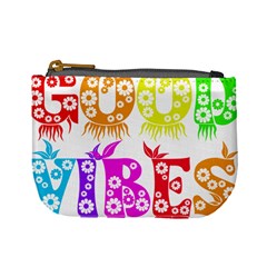 Good Vibes Rainbow Colors Funny Floral Typography Mini Coin Purses by yoursparklingshop