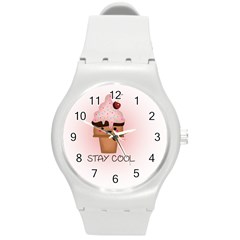 Stay Cool Round Plastic Sport Watch (m) by ZephyyrDesigns