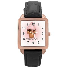 Stay Cool Rose Gold Leather Watch  by ZephyyrDesigns